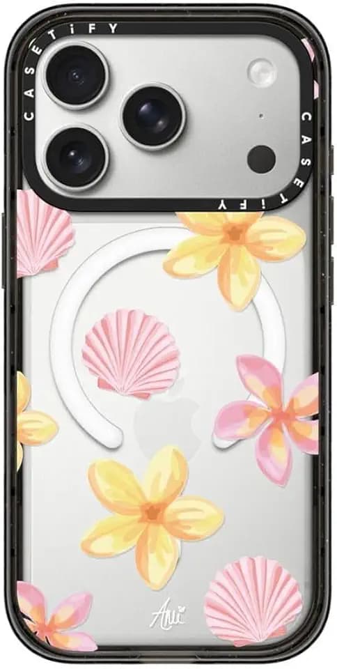 CASETiFY Impact Schutzhülle für iPhone 17 Pro, schlank, kompatibel mit Magsafe, 2,5 m, 4 x Fallschutz in Militärqualität, tropisches Holibob, transparentes Schwarz