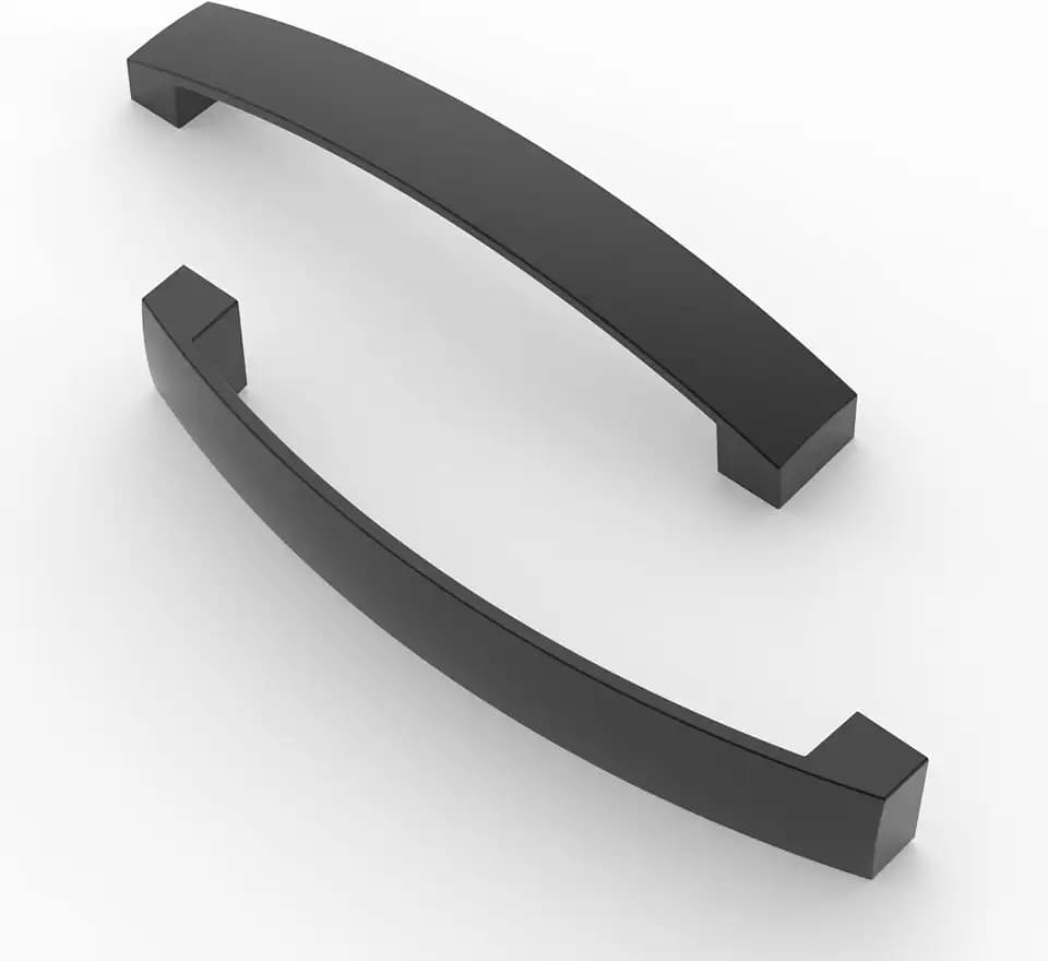 FURNIWARE 10 Stück Möbelgriff, Bohrlochabstand 128mm Stangengriff, Cabinet Arch Pull Küchengriff, für Küchenschranktür, Schlafzimmer Kommode Schublade, Badezimmer, Matt Schwarz