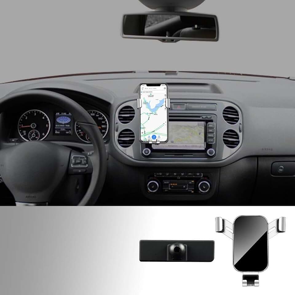 KUNGKIC Auto Telefonhalterung für 2012-2016 Volkswagen VW Tiguan Handyhalterung Einstellbare Lüftungshalterung für 4-6,2 Zoll Telefone (Silber)