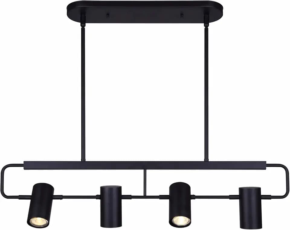 Canarm Celeste Suspended Track - 4-Light, 50W GU10, 31" Wide, Adjustable Height 16" - 58", Black Finish, Modern Lighting for Living Rooms, Studios