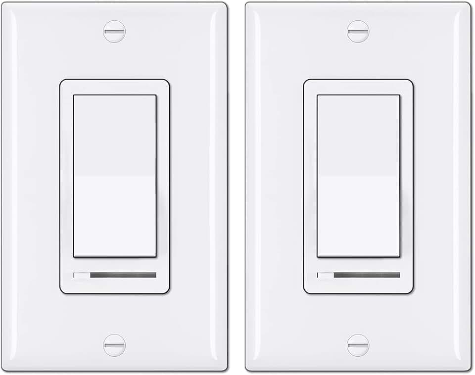 BESTTEN 2 Pack Dimmer Light Switch, Single Pole or 3 Way, UL Listed, White