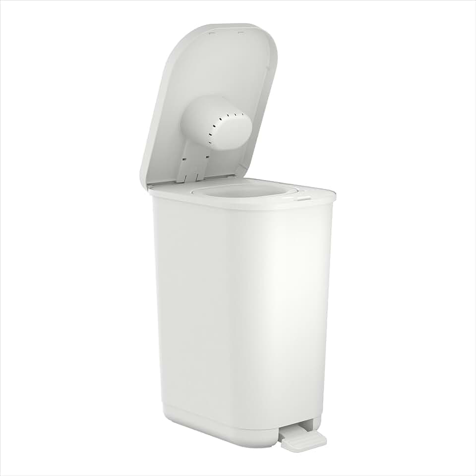 Rotho Babydesign YUMA Mülleimer als Windeleimer geruchsdicht mit Pedal Weiß