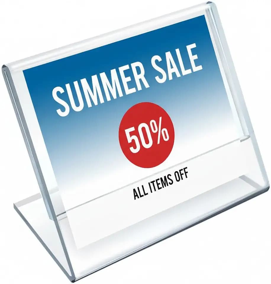 Azar Displays 112740 3-1/2-Inch by 2-1/2-Inch Horizontal Slanted L-Shape Acrylic Sign Holder, 10 Count, Clear