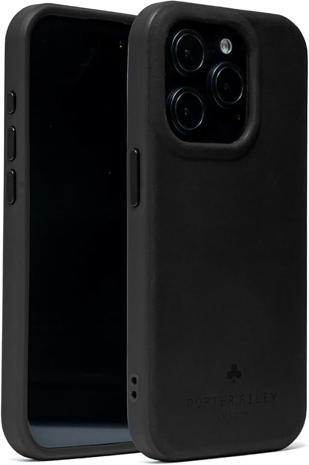 Porter Riley – Premium-Lederhülle kompatibel mit iPhone 15 Pro Max – MagSafe-kompatibel, schlanke Schutzhülle (Schwarz)