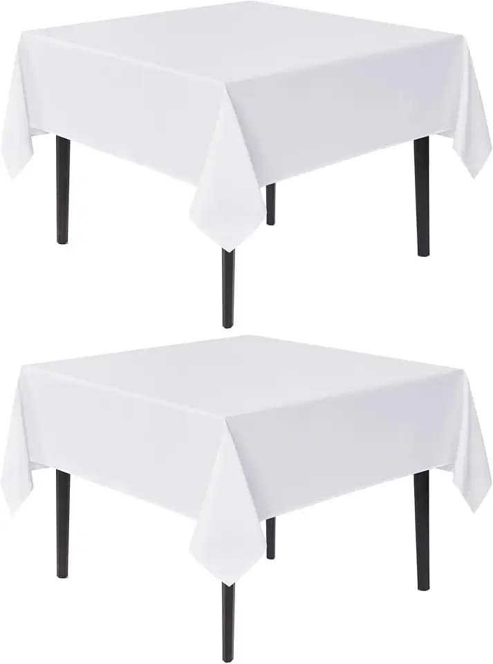sancua White Square Tablecloths 70x70 Inch Table Cloth, 2 Pack