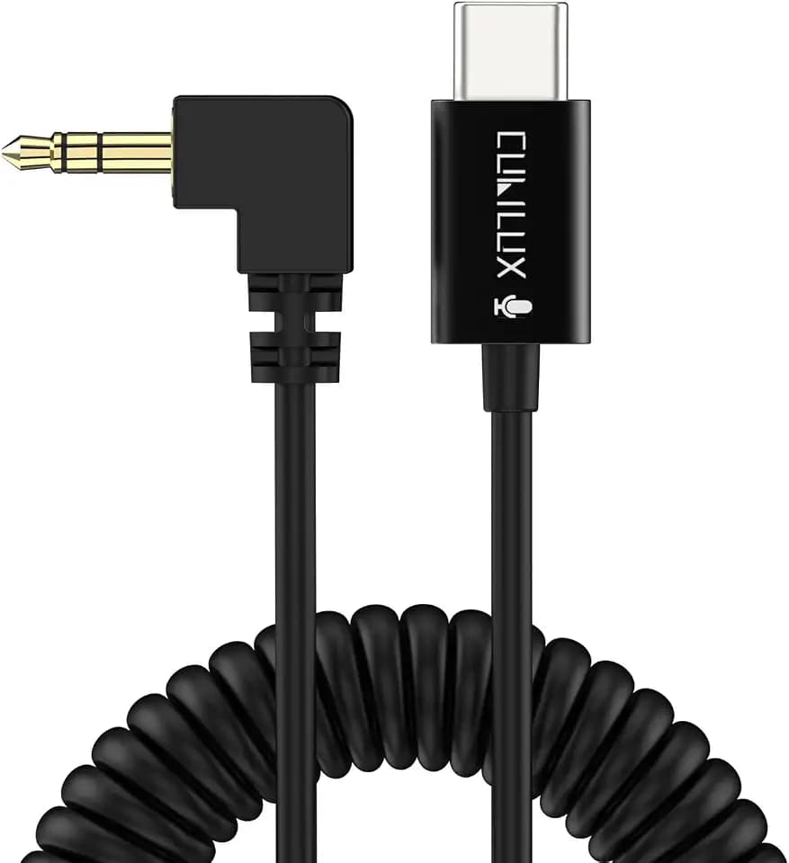 Cubilux USB C auf 3,5 mm AUX Spiralkabel, 96kHz/24Bit, 30 bis 50 cm