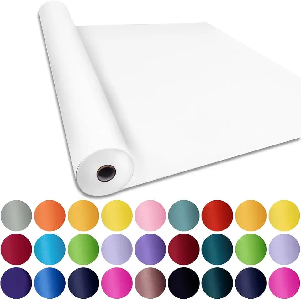 SMART&CASUAL 48" x 2,520" (210') White Kraft Craft Paper Roll for Gift Wrapping Bulletin Board Bouquet Flower Art Packing Parcel Table Covering 80GSM 55LB (White, 48" x 210')