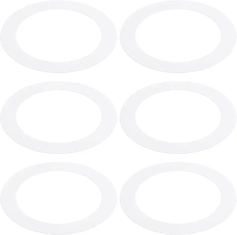 PATIKIL Goof Rings Inner Diameter 4.53", Outer Diameter 6.3", 6 Pcs Metal Goof Rings Cover Recessed Light Trim for Ceiling Wall Fixtures Can Lighting Down Light LED, Matte Finish White
