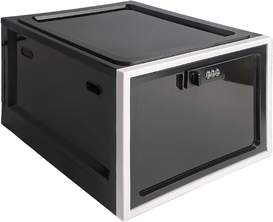 SANIDIKA Medicine Lock Box - Refrigerator Lockable Box for Food Storage Locker - Lockbox with Combination Lock- Pill Case Medical Organizer Locking Cabinet - Ipad Tablet Phone Jail Boxes