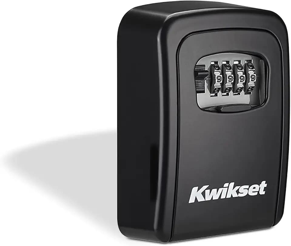 Kwikset Wall Mount Key Storage Lock Box, Combination, 3-9/16", Black