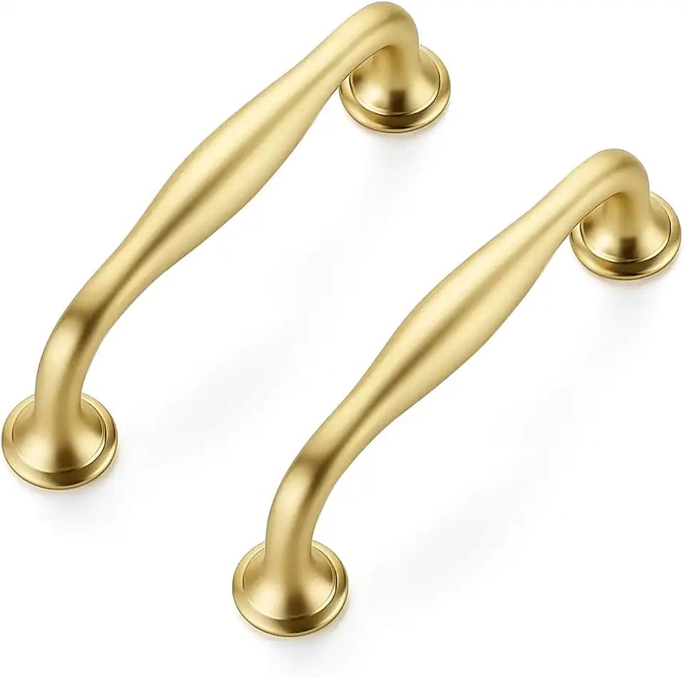 Ravinte Brushed Gold Cabinet Handles Solid Pulls 3-3/4 Inch 5 Pack
