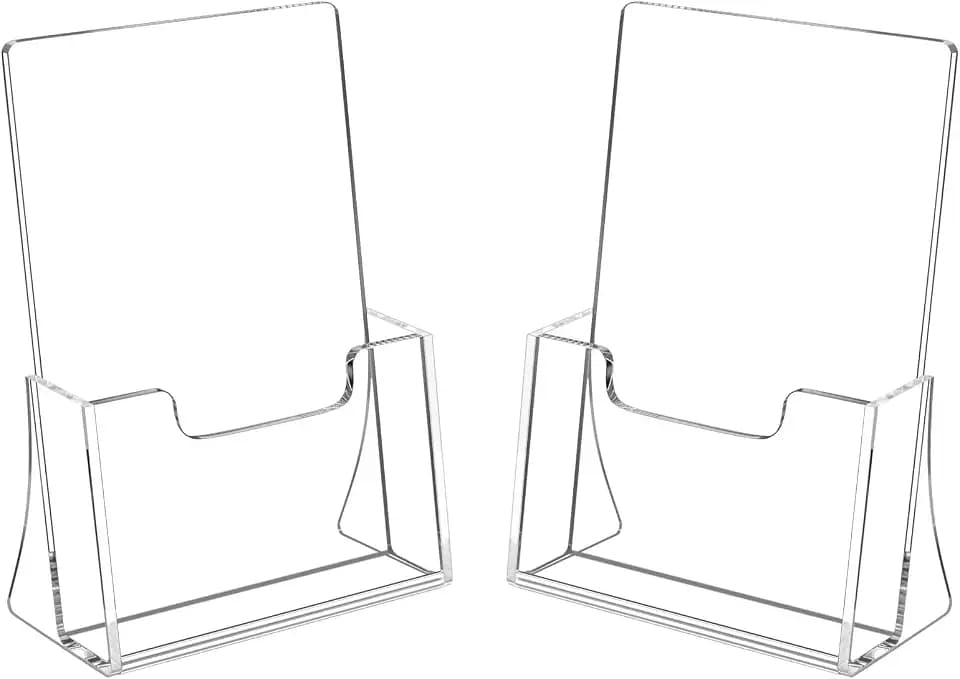 HIIMIEI Brochure Holder 8.5 x 5.5 inches, Acrylic Flyer Holder with 2 Pack