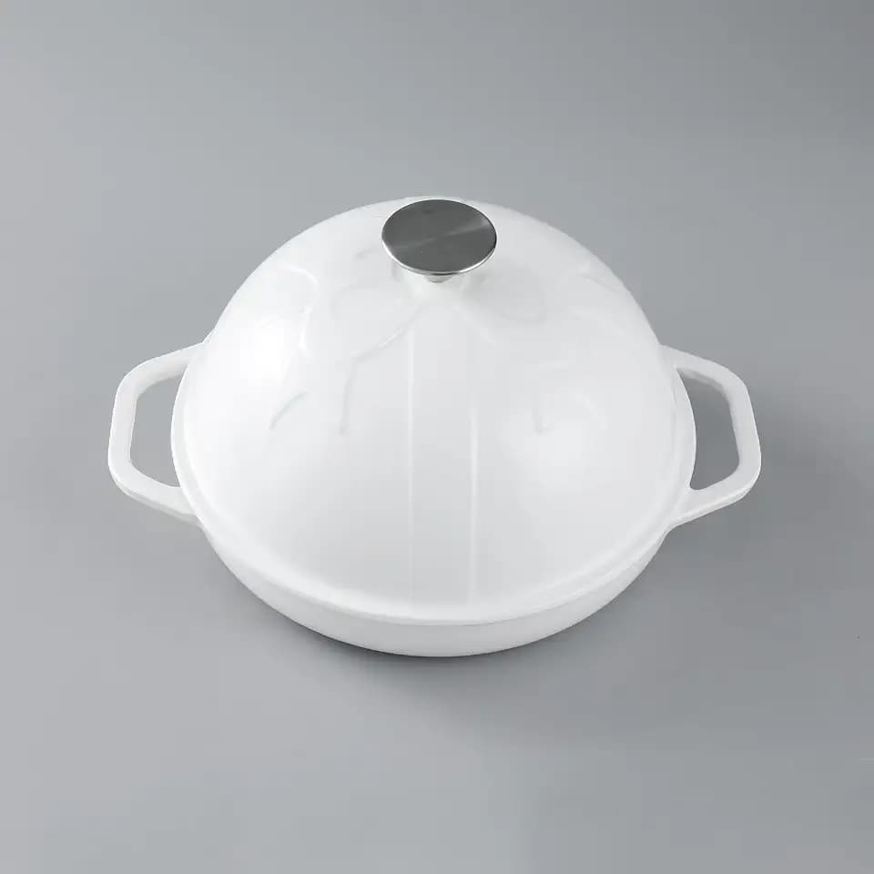 HAWOK DIA.10 inch Enameled Cast Iron Bread Oven with Lid White…