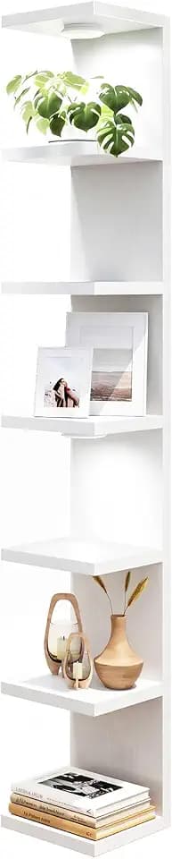 Fixwal 7 Tier Wall Shelf with LED Lights Lack Shelf for Room Decor White