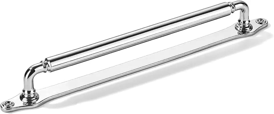 khtumeware 5 Pack 12 Inch Hole Center Polished Chrome Cabinet Pull with Backplate Solid Heavy-Duty Handles with Base Plate Cabinet Pulls for Drawer Sliding Door Charcuterie Board