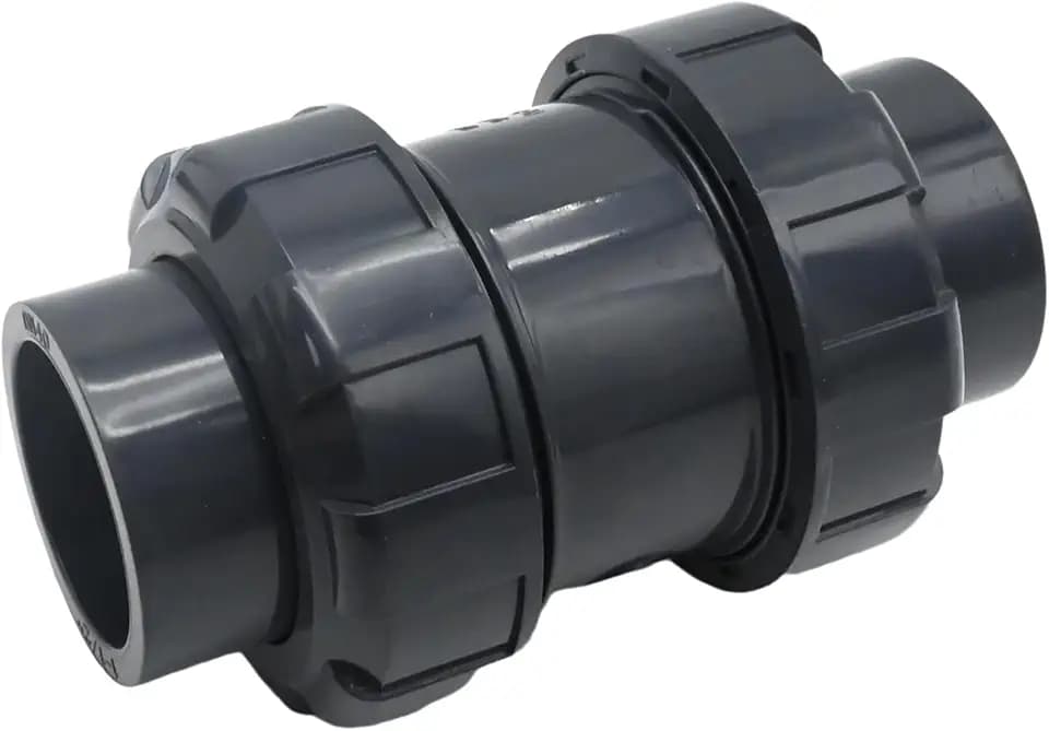 EATAKWARD 1-1/2 inch PVC True Union Check Valve, Slip-Slip Full-Port Practical Check Valve, Sch80 Socket Insert Pool Ball Check Valve for Backflow Prevention