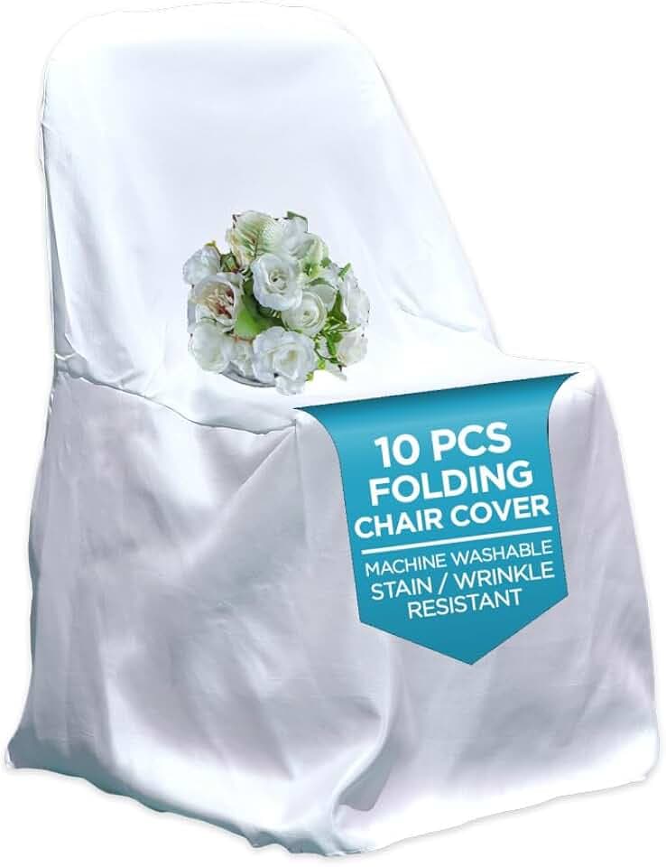 Leading Linens 10 pcs White Polyester Folding Chair Covers