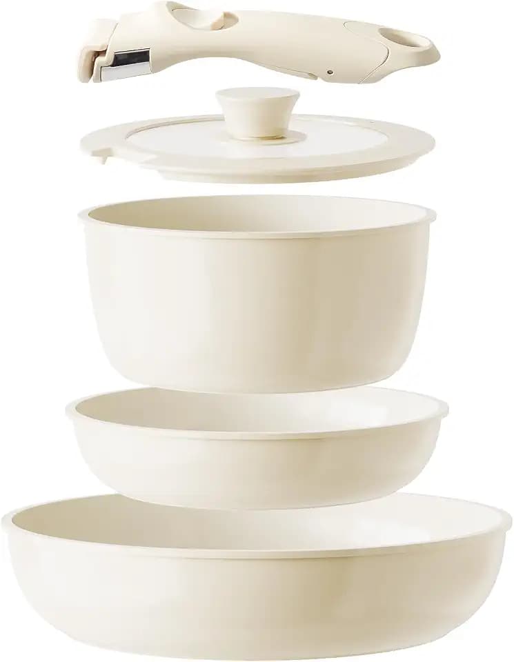Redchef Ceramic Pots and Pans Set Non Stick, Detachable Cookware Set 5 Pcs