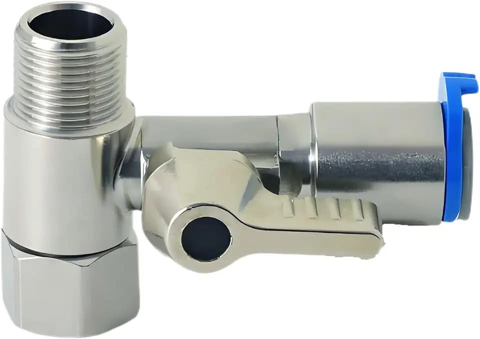 3/8"x3/8"x3/8" Tee Stop Valve, Stainless Steel RO Water Adapter