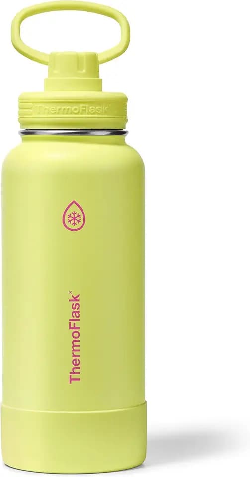 ThermoFlask Insulated Water Bottle with Spout Lid (32 oz, Unmellow Yellow) - Leakproof, Stainless Steel Water Bottle for Cold & Hot Drinks, Travel & Daily Hydration