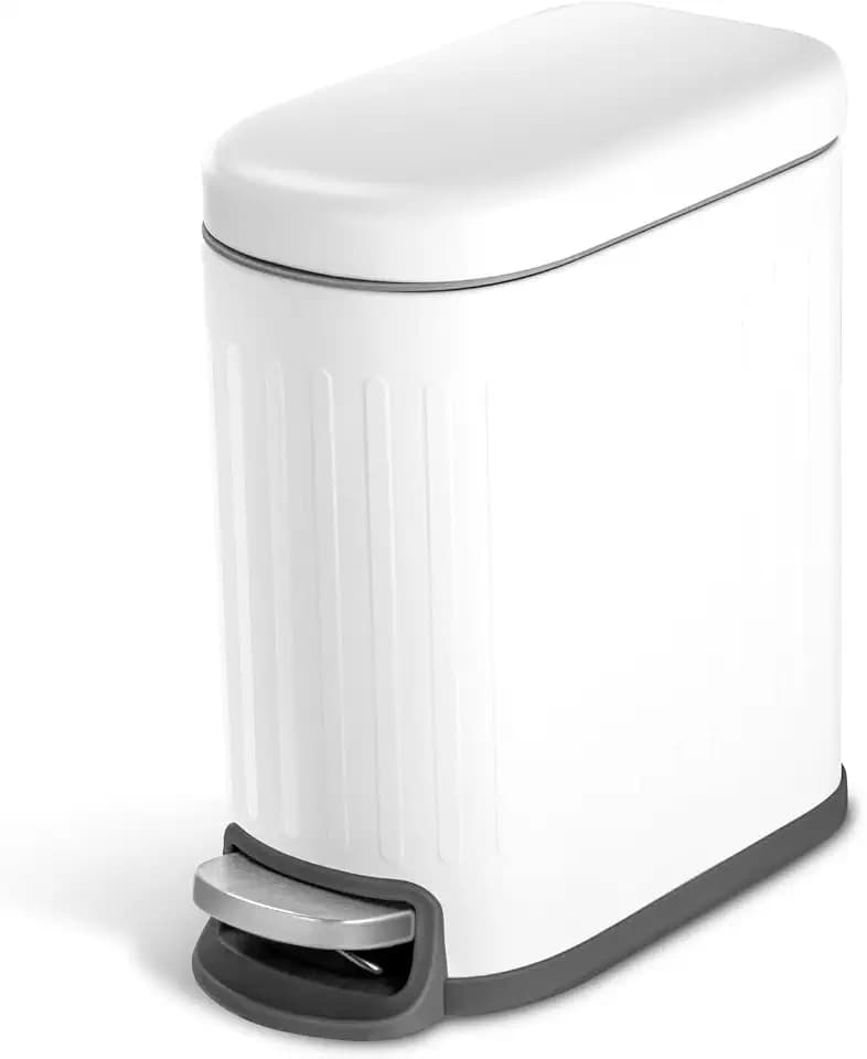 Home Zone Living 1.3 Gallon Small Trash Can with a Step Pedal Lid