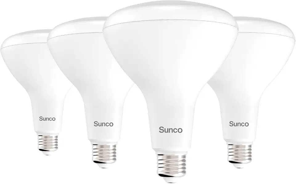 Sunco 4 Pack BR40 LED Flood Light Bulb, E26, 17W=100W, 6000K Daylight DLX