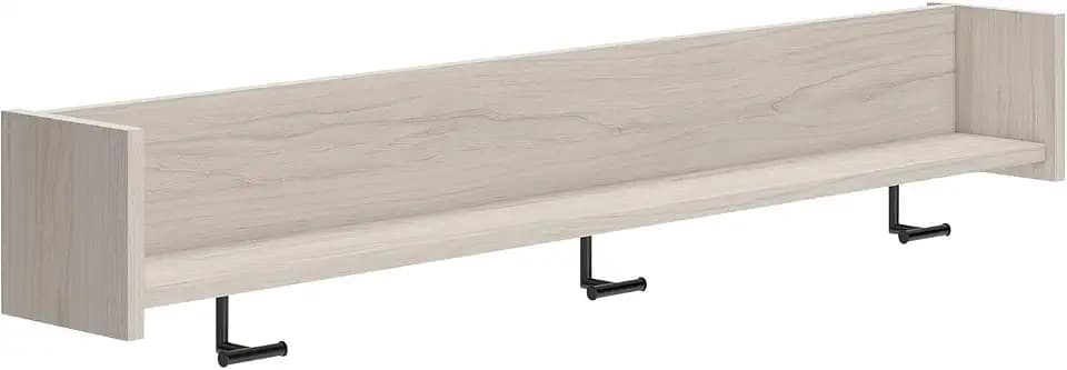 Signature Design by Ashley Socalle Wall Mounted Coat Rack with Shelf, Natural Beige