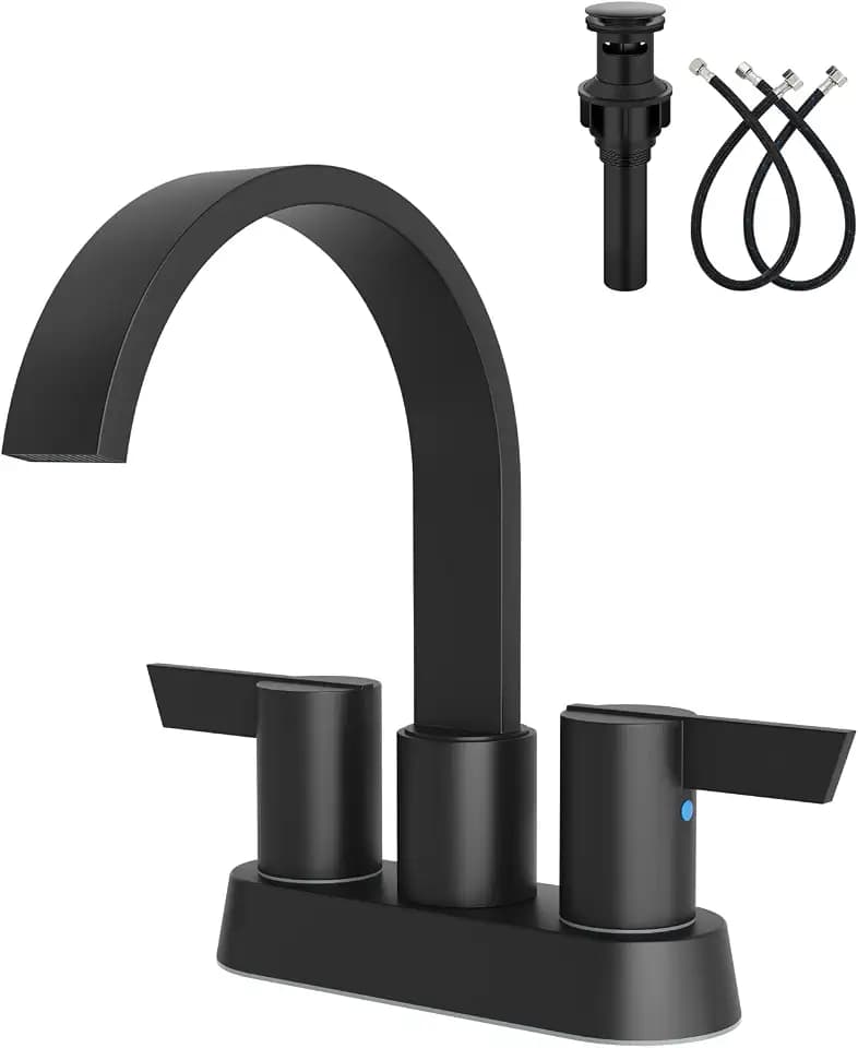 Aolemi Matte Black Bathroom Faucet,4 Inch Centerset 2-Handle Waterfall