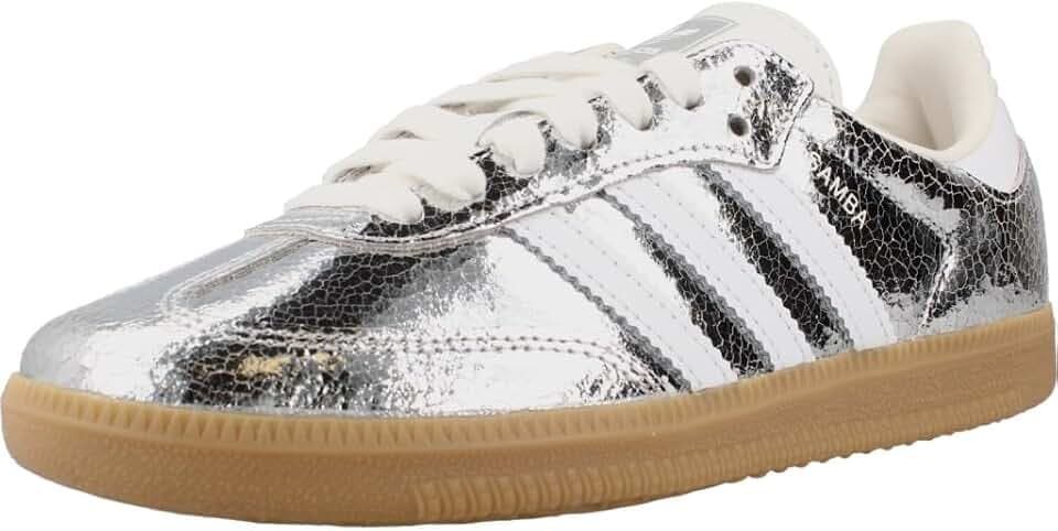 adidas Samba OG Women's Shoes, Silver Metallic/Footwear White/Core White, Size 8.5