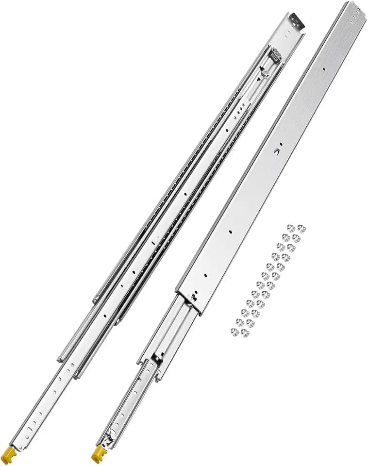 VEVOR Heavy Duty Drawer Slides 52 Inch 500 lb, 1 Pair Full Extension Side Mount Ball Bearing Rails with Dual Lock for Industrial Cabinets Tool Chests and Workbenches