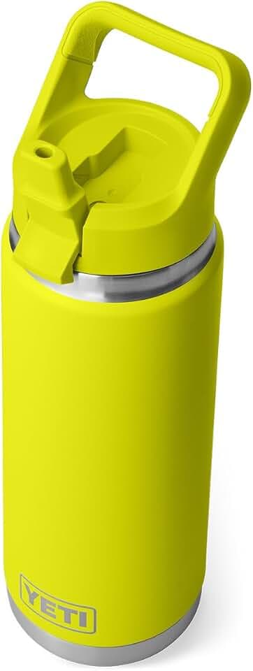 YETI Rambler 26 oz Bottle, Vacuum Insulated, Stainless Steel with Color Matching Straw Cap