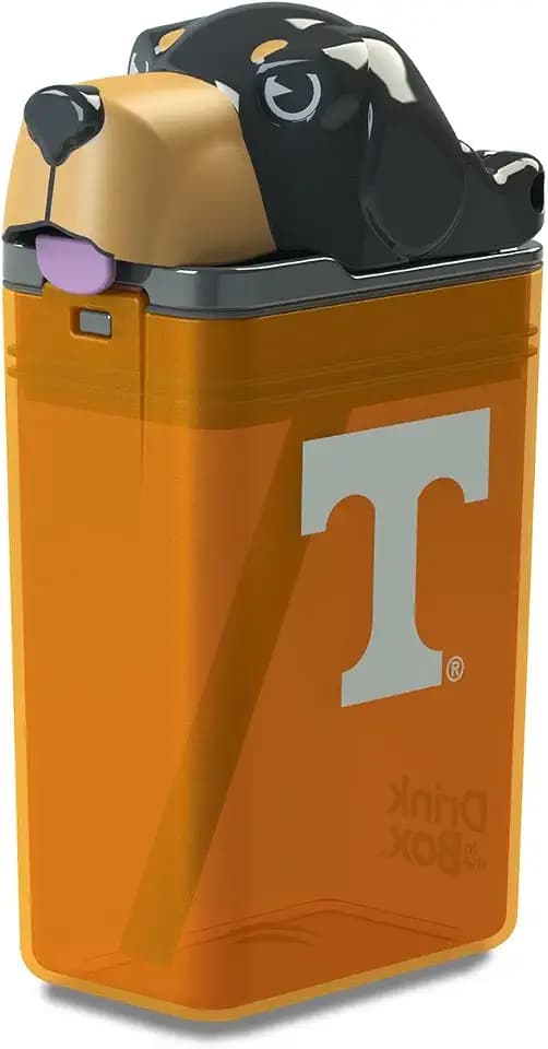 FUNTOPS Reusable Water Bottle | Officially Licensed NCAA Sports Bottle | BPA Free | Dishwasher Safe | Coon Hound Smokey Mascot | 8 oz Drink in the Box - The University of Tennessee
