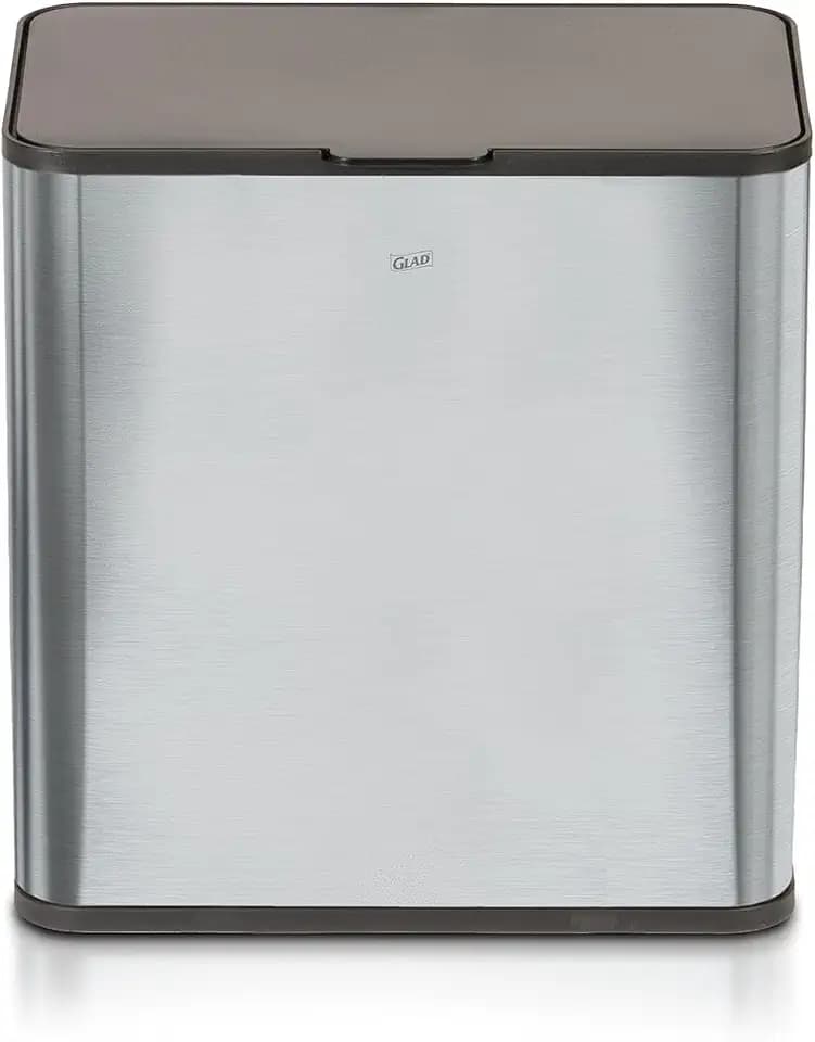 Glad Roomate Stainless Steel Under Counter Waste Bin with Clorox Odor Protection | Space Saving Dual Lid Small Trash Can for Kitchen Cabinet, Bathroom or Office, 1.5 Gallon (6L)