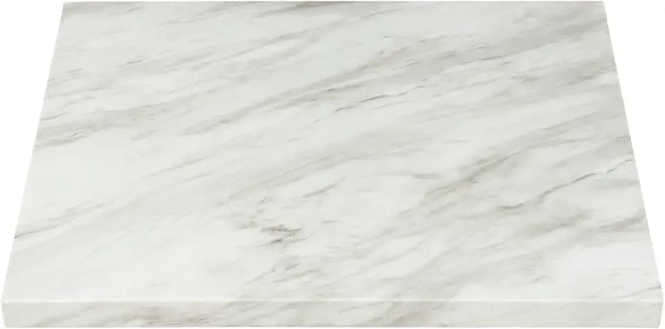 FSE Rectangular Faux White Marble Design Table Top, 24 x 30 Inch Commercial Restaurant Tabletop with 1-3/4 Inch Thick Solid Border, High-Gloss Resin Finish, Stain and Water Resistant