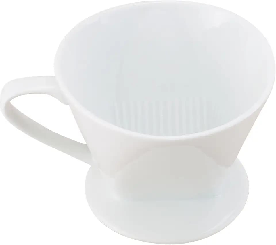 Fino Coffee Filter Cone, Fine White Porcelain, Number 4-Size, Brews 8 to 12-Servings