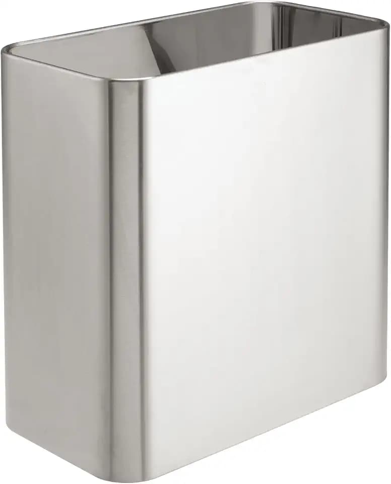 mDesign Small Metal 2.4 Gallon/9 Liter Trash Can Wastebasket Garbage Bin for Bathroom, Slim Rubbish Waste Bin Trashcans - Mirri Collection - Brushed Chrome
