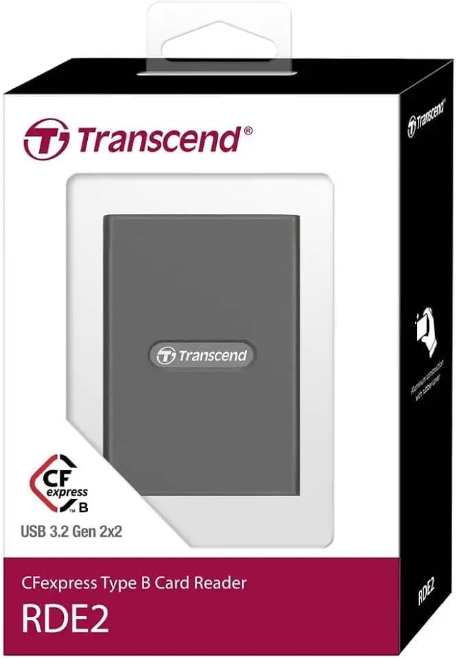Transcend RDE2 CFexpress-Kartenleser Typ B, USB 3.2 Gen 2x2, Typ-C | Aluminiumgehäuse, für Fotografie- und Filmexperten