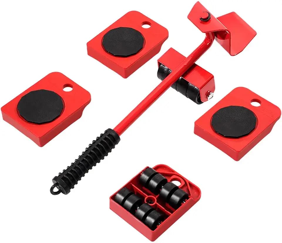 Vivicreate Furniture Lifter Mover Tool Set with Wheels Heavy Duty Moving Dolly Kit for Sofa Bed Cabinet Washing Machine Appliance Sliders Rollers Easy Moving Tool llantas para Mover muebles (RED)