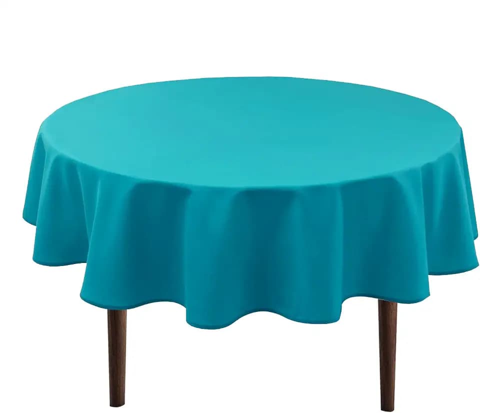Hiasan Round Tablecloth, 30 Inch, Turquoise, 1 Pack