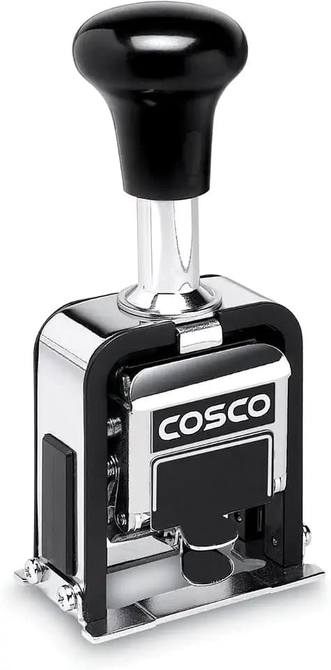 COSCO 2000PLUS Automatic Numbering Machine, 6 Wheels, Self-Inking, Black 0.75 x 0.25