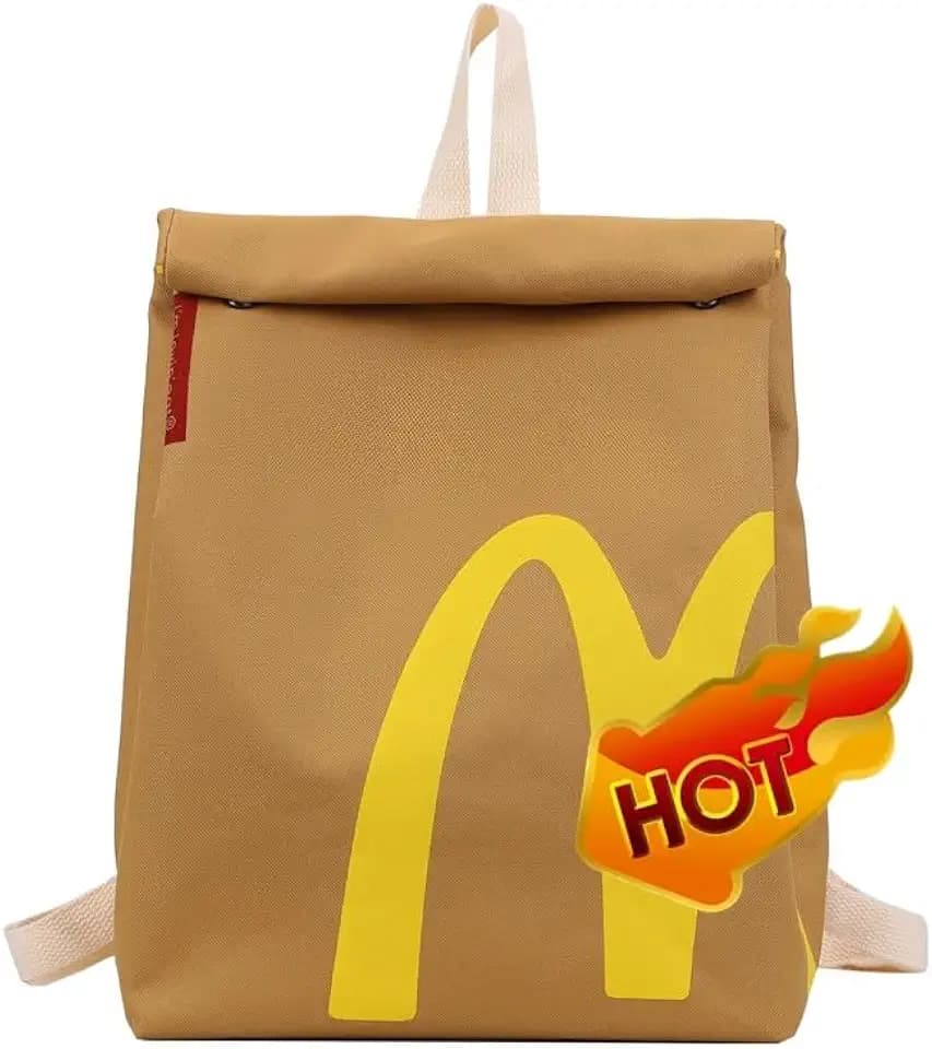 Classic Funny Retro Paper Bag Large Capacity Backpack Cute Personalized Shoulder Crossbody Canvas Backpack Notebook