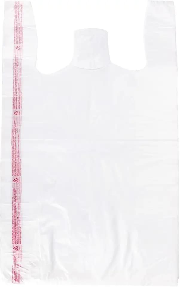 SSWBasics Large Clear Plastic T Shirt Bags 18 x 8 x 30 Case of 500 - Clear Plastic Bags with Handles - Durable Clear Shopping Bags - Versatile Clear Shopping Bags with Handles for Groceries and