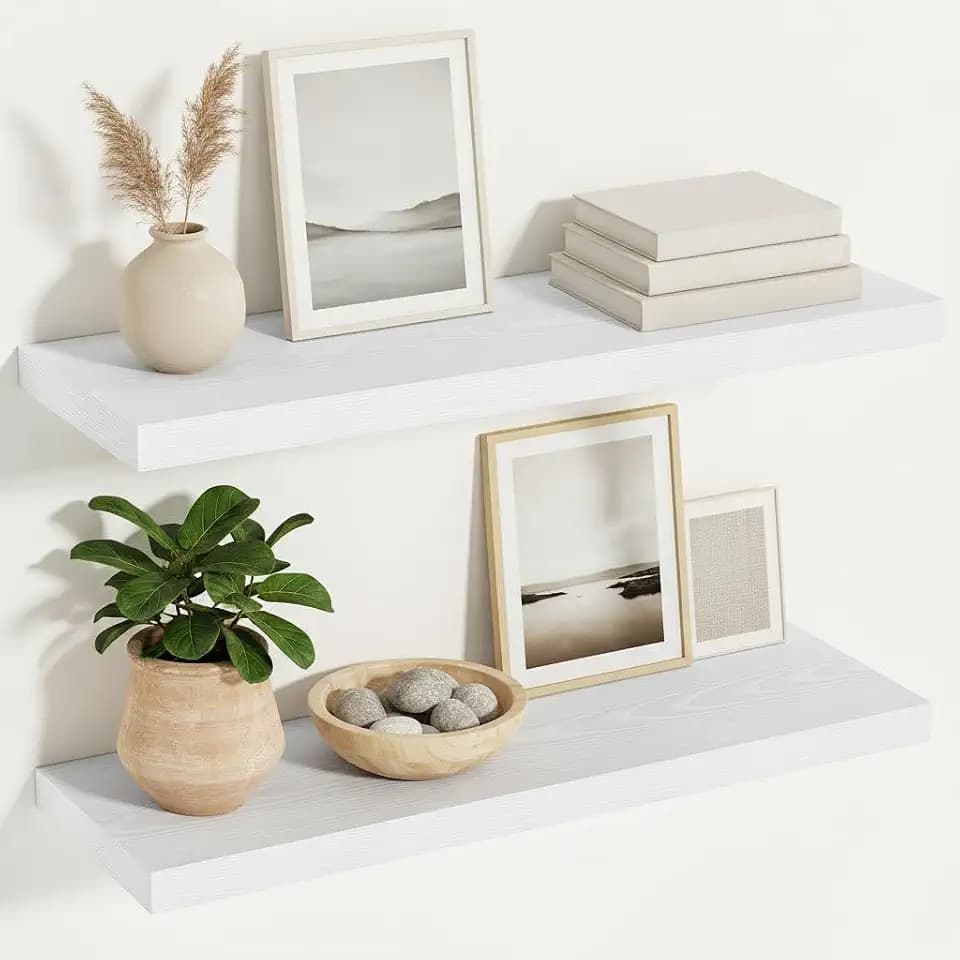 Vivelove 24 x 12 Floating Shelves 12 Deep, White, Set of 2