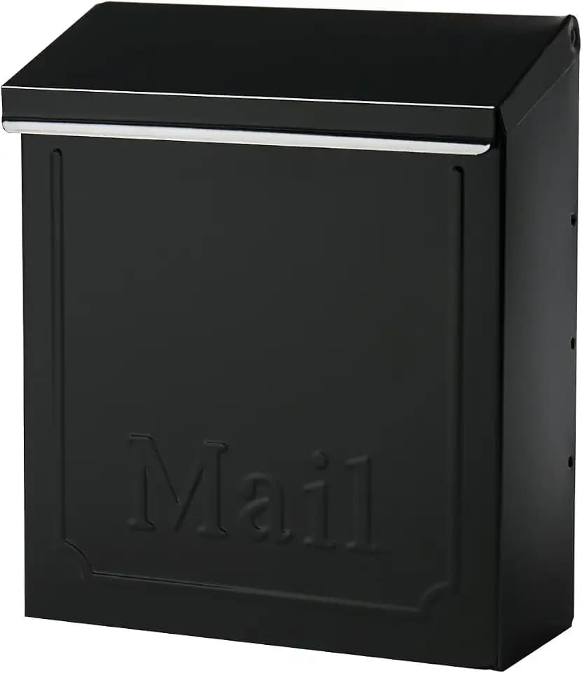 ARCHITECTURAL MAILBOXES Townhouse Vertical Small Capacity, Galvanized Steel Wall Mount Mailbox, 4.1 x 8.6 x 10.1 inches, Black
