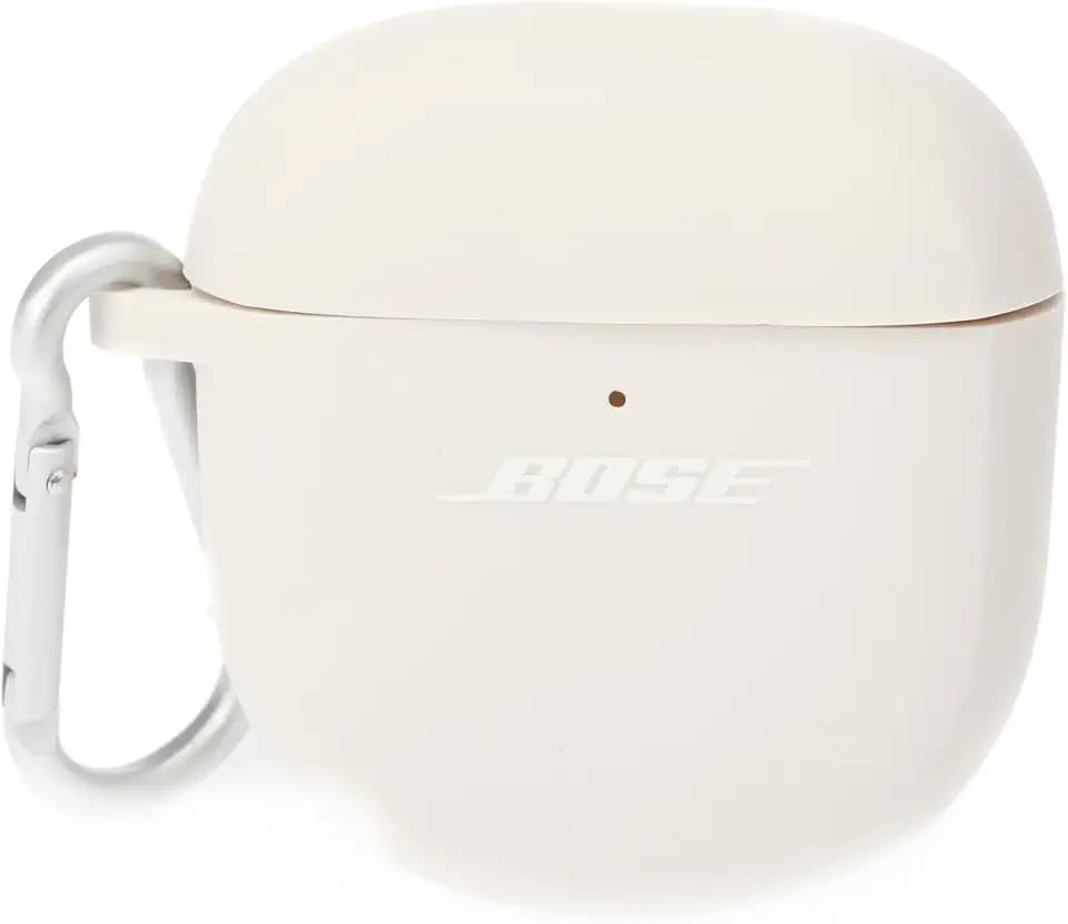 Bose Etui-Schutzhülle für die QuietComfort Earbuds II, Schutzhülle aus Silikon, mit Aluminiumkarabiner zum einfachen Anhängen, Soapstone