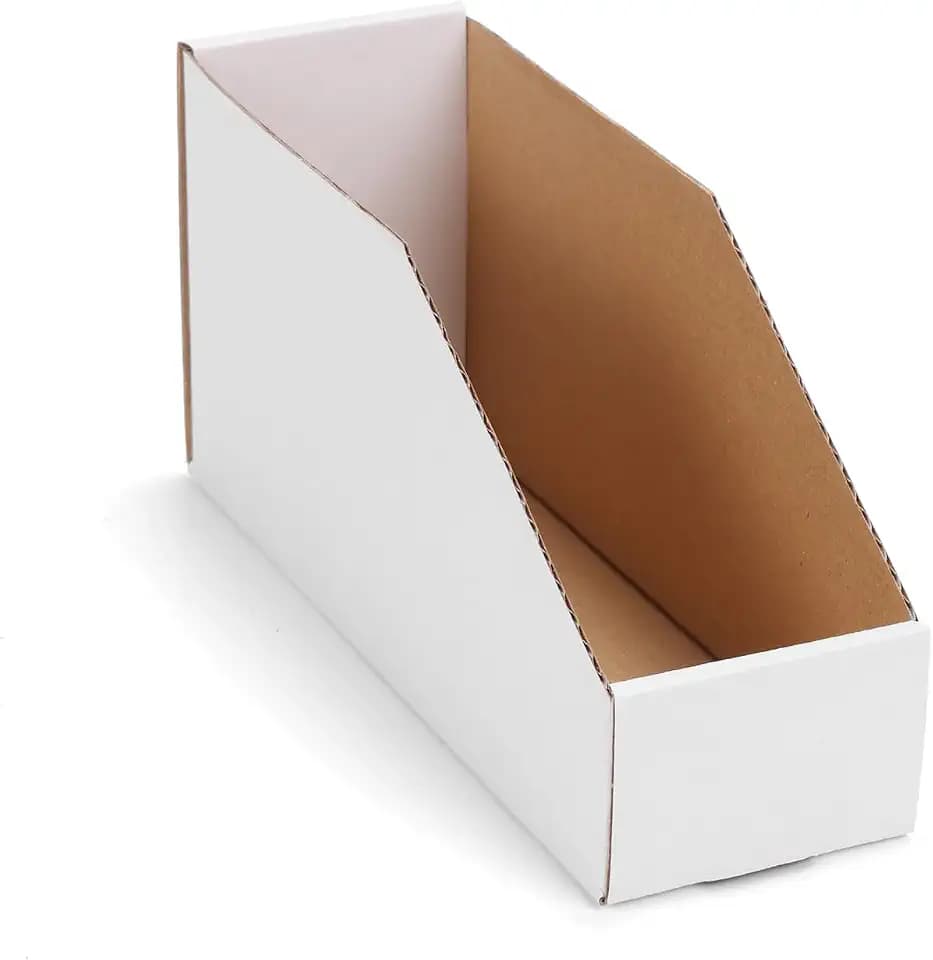 EXYGLO Cardboard Storage Bins 35 Pack, 9.4x3x4.5 Inch Cardboard Boxes, Corrugated Organizer Bins for Pantry, Shelves, Garage, Office, Shop, White