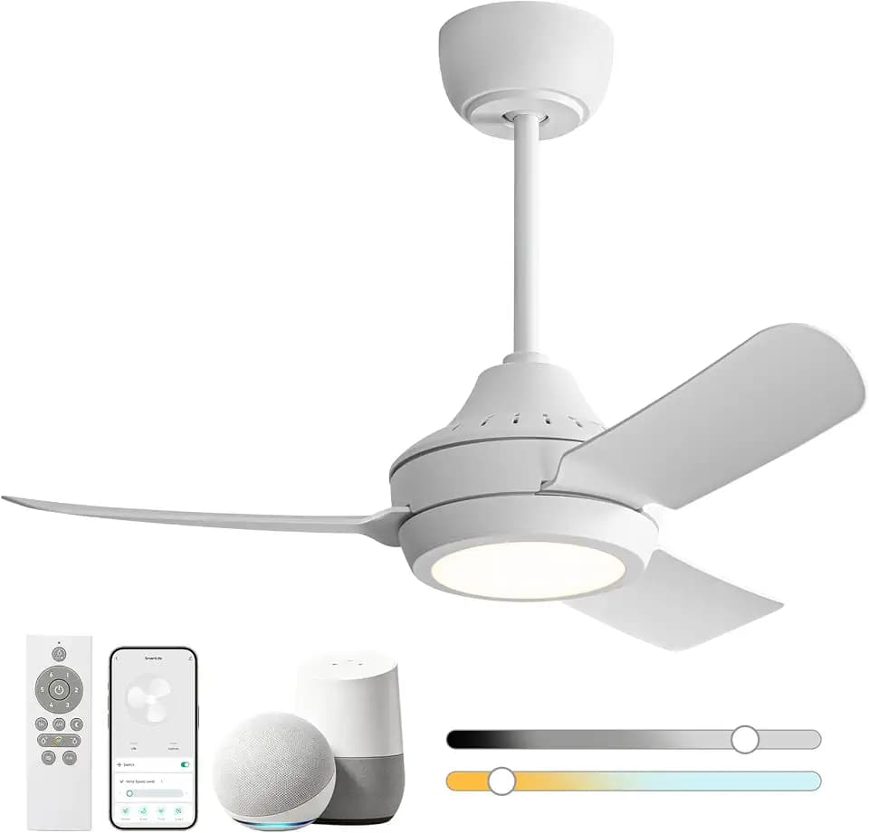 36 Inch Ceiling Fans with Lights,Ceiling Fan with Light and Remote Control Smart Ceiling Fan,Noiseless Reversible DC Motor,3 Blade Ceiling Fans 6-Speed 3 CCT,Ceiling Fan for Indoor/Outdoor