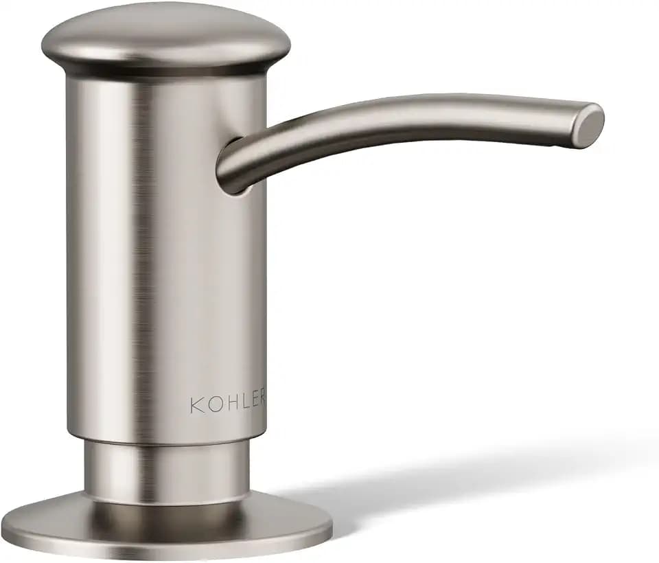 KOHLER 1895-C-VS Kitchen Sink Soap Dispenser with Contemporary Design, Store Liquid Soap, Dishwasher Liquid, or Hand Lotion, Vibrant Stainless, 16oz
