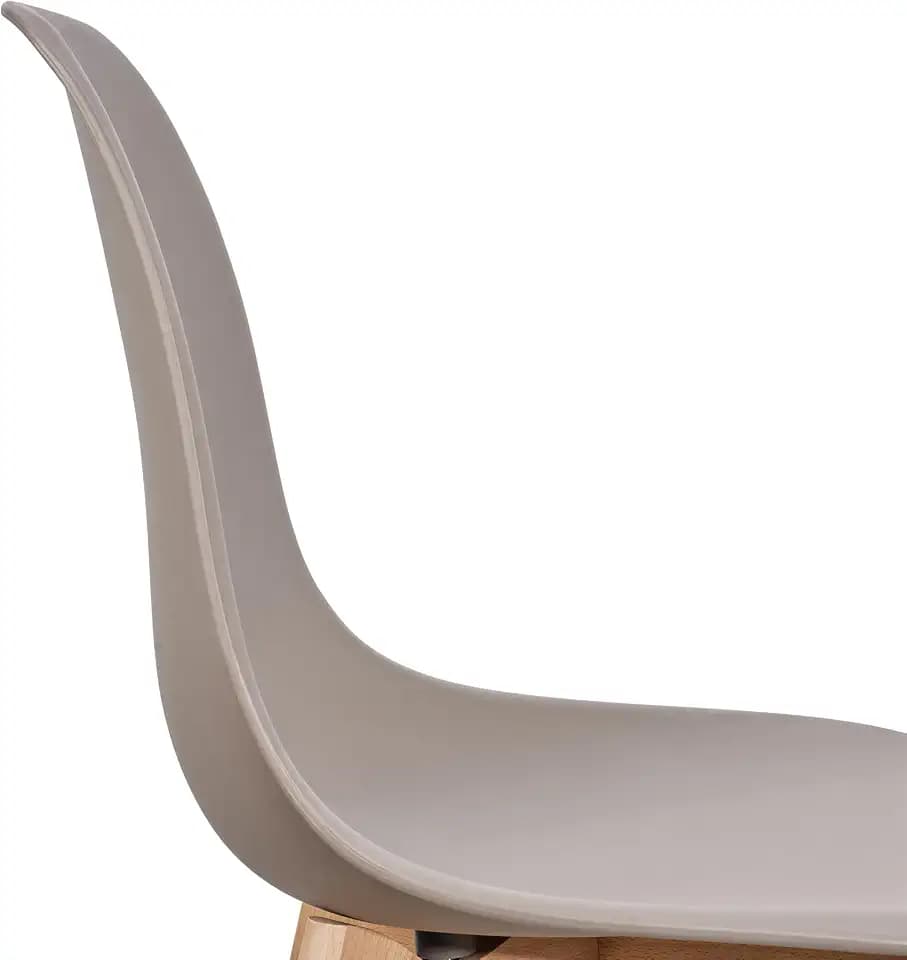 VECELO Dining Chairs Set of 4, Mid-Century Modern Kitchen & Dining Room Chairs, Molded Plastic Seat & Back, Solid Wood Legs, Armless, Non-Slip Feet, Grey