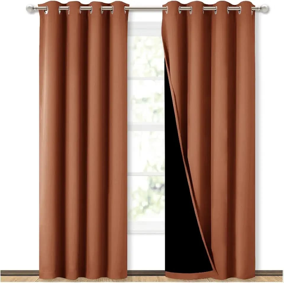 NICETOWN Burnt Orange Blackout Curtains for Nursery 52" w x 84" L 2 Panels